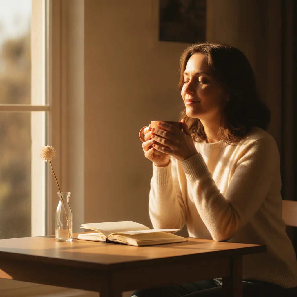 Woman in a calm morning ritual